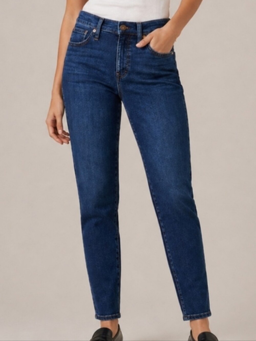 Madewell Stovepipe Mid-Rise Slim Straight Denim Jeans Dark Blue Womens Size 28
